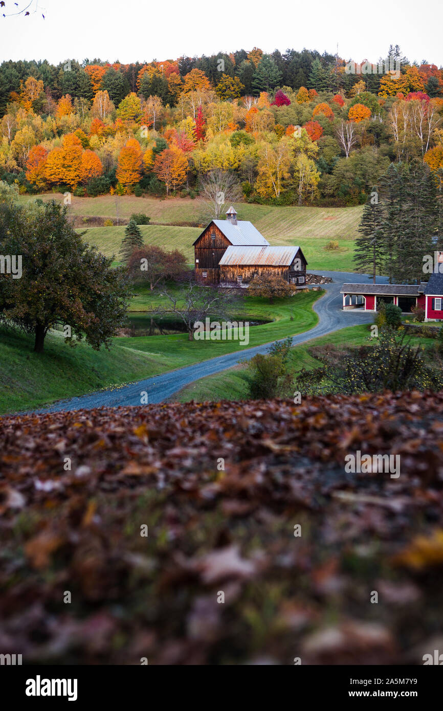 Herbst Landschaft und Laub an der Vermont berühmten Sleepy Hollow Farm. Stockfoto