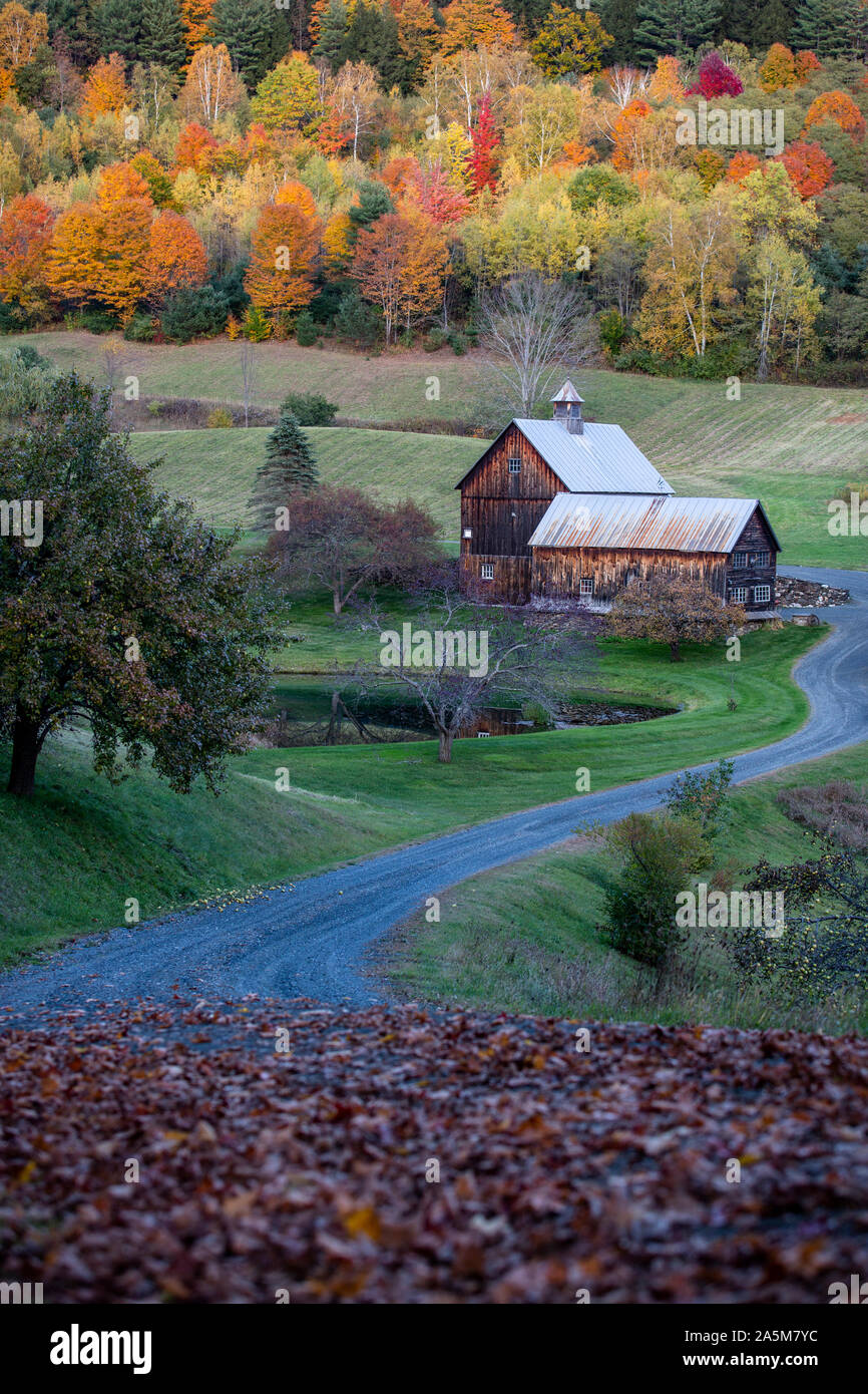 Herbst Landschaft und Laub an der Vermont berühmten Sleepy Hollow Farm. Stockfoto