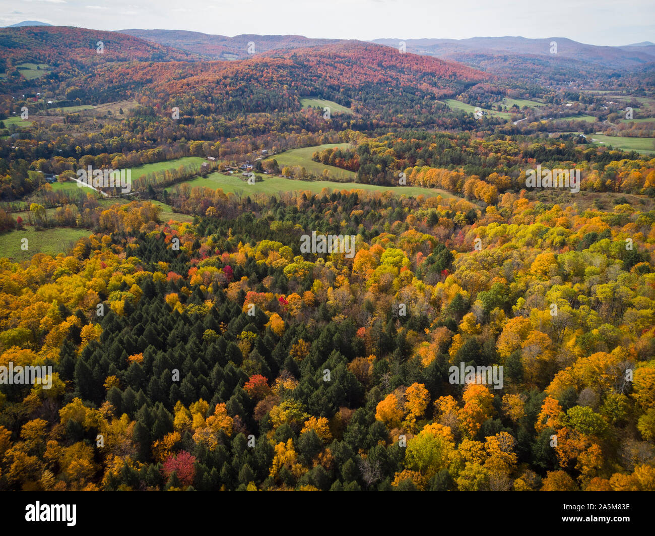 Herbst Laub aus der Luft in der Nähe von Quechee, Vermont gesehen. Stockfoto