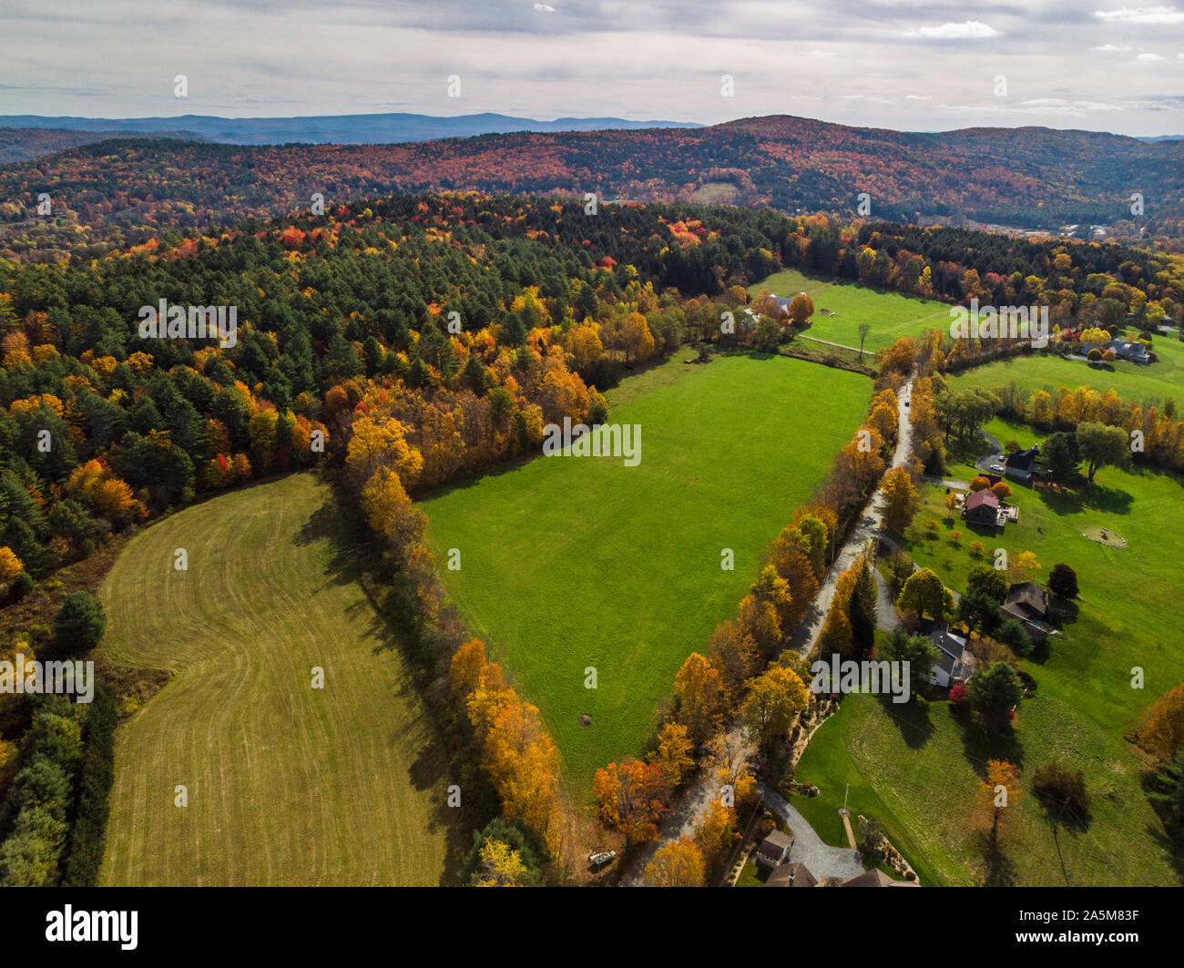 Herbst Laub aus der Luft in der Nähe von Quechee, Vermont gesehen. Stockfoto