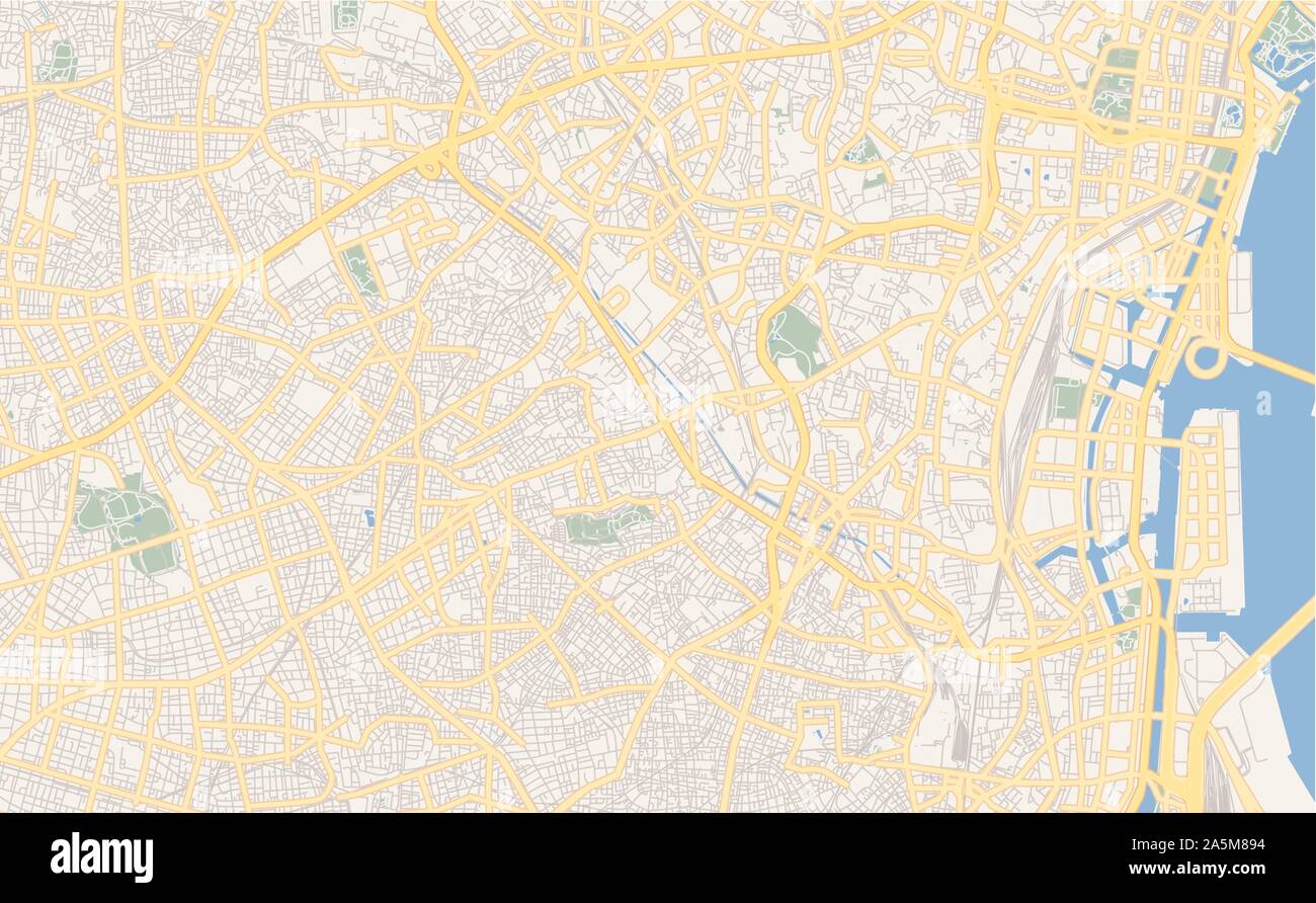 Druckbarer Stadtplan Meguro, Präfektur Tokio, Japan. Karte Vorlage für die geschäftliche Nutzung. Stock Vektor