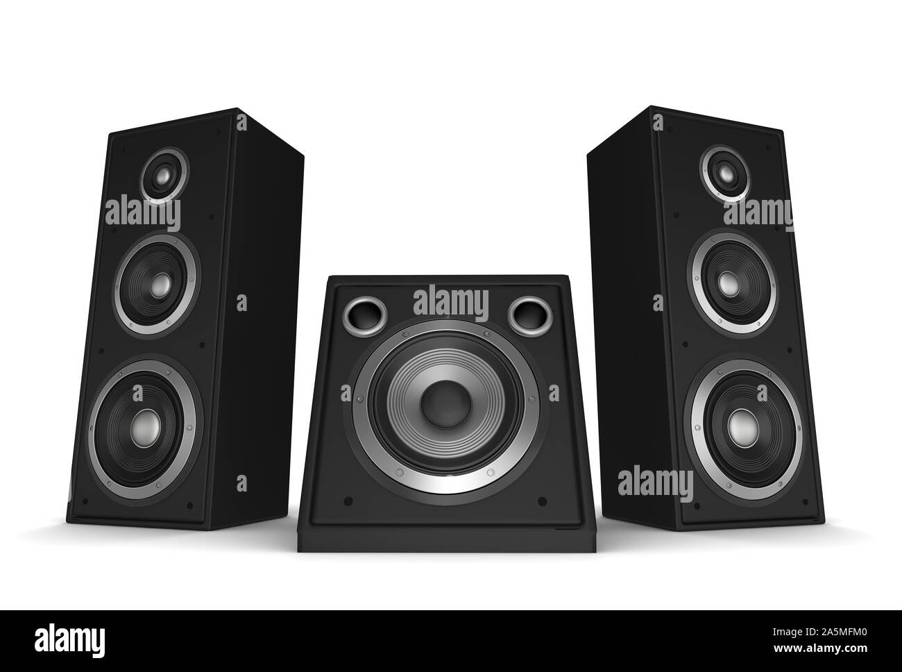 Lautsprecher Konzept 3d-Abbildung auf weißem Hintergrund Stockfoto