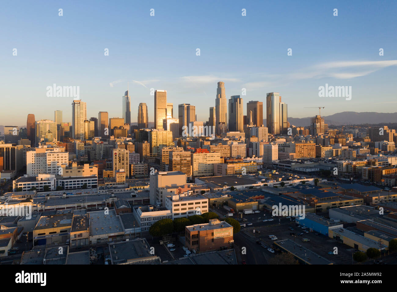 Luftaufnahme von Downtown Los Angeles Skyline Stockfoto