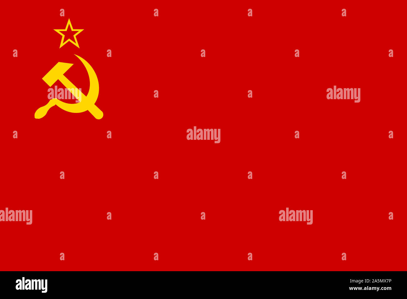Eine UDSSR Flagge Hintergrund rot gelb hammer Sichel CCCP Stockfoto