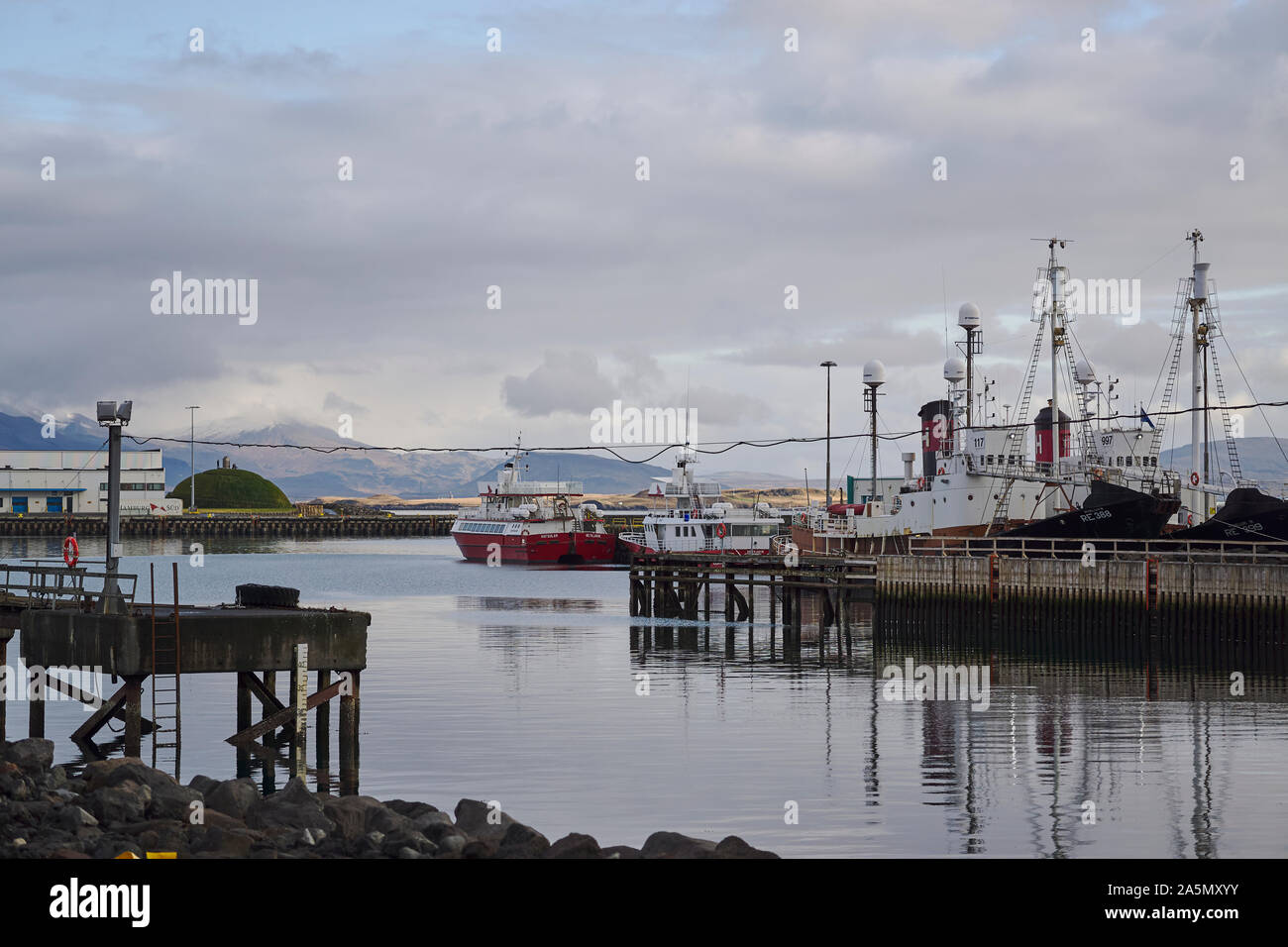 Blick über den alten Hafen in Reykjavik, Island Stockfoto