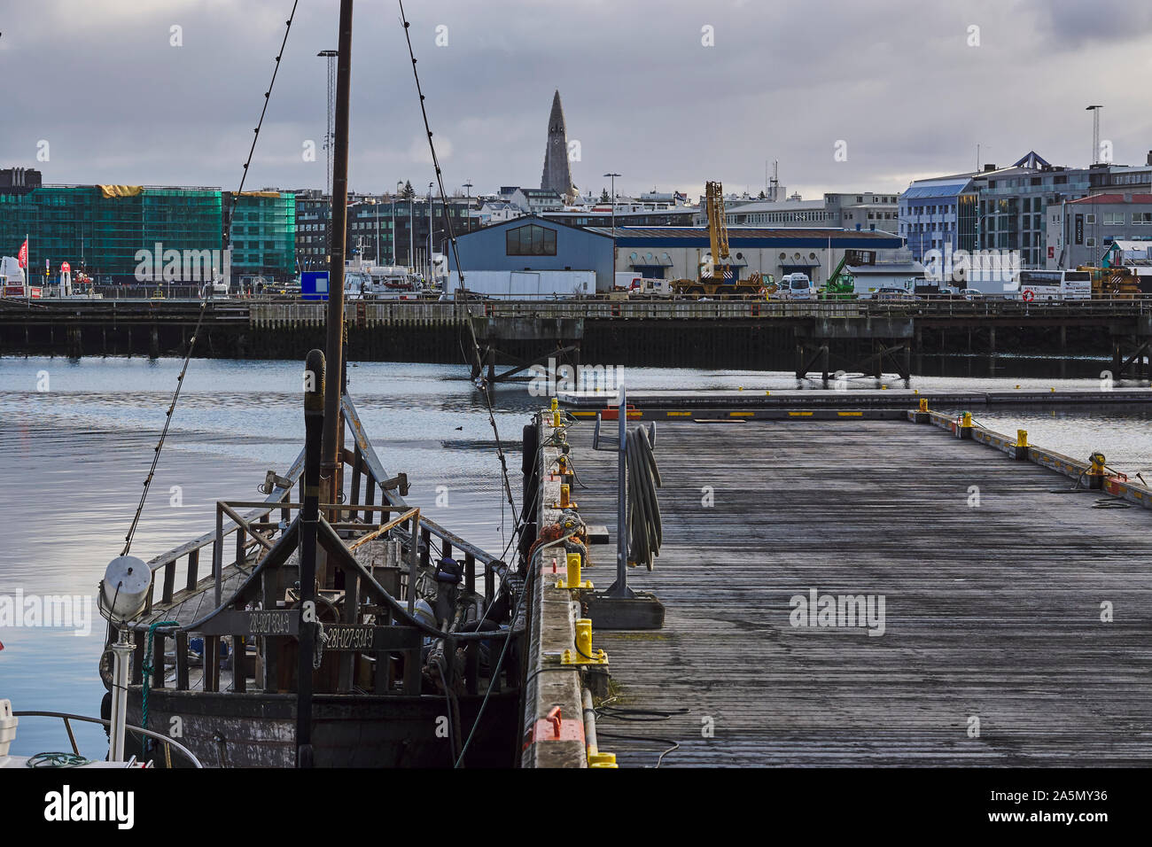 Blick über den alten Hafen in Reykjavik, Island Stockfoto