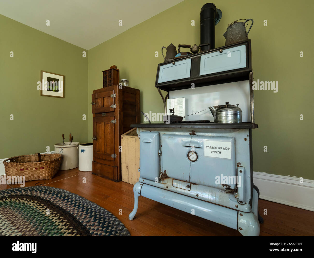 Küche, Pottawatomie des Leuchtturmwärters Residence, Rock Island State Park, Door County, Wisconsin. Stockfoto