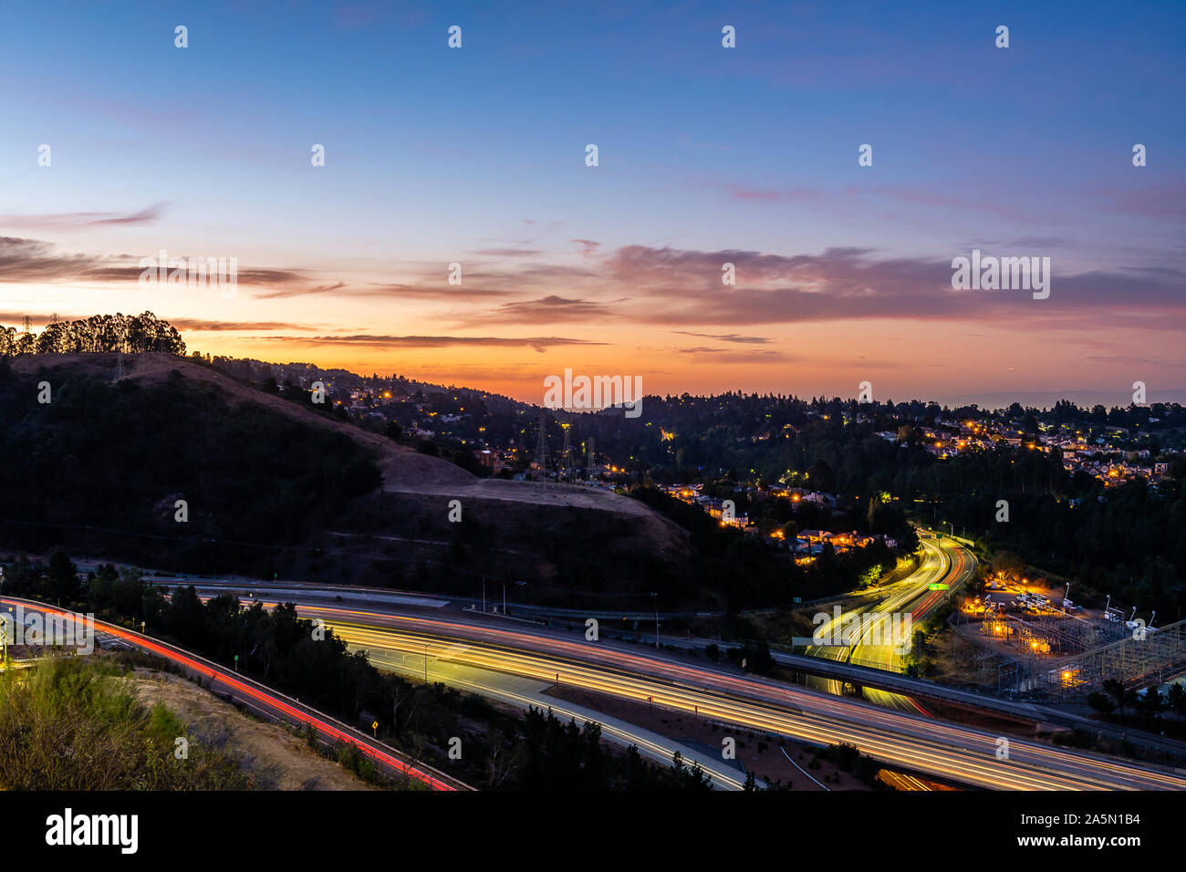 Über die San Francisco Bay Area Dawn Stockfoto