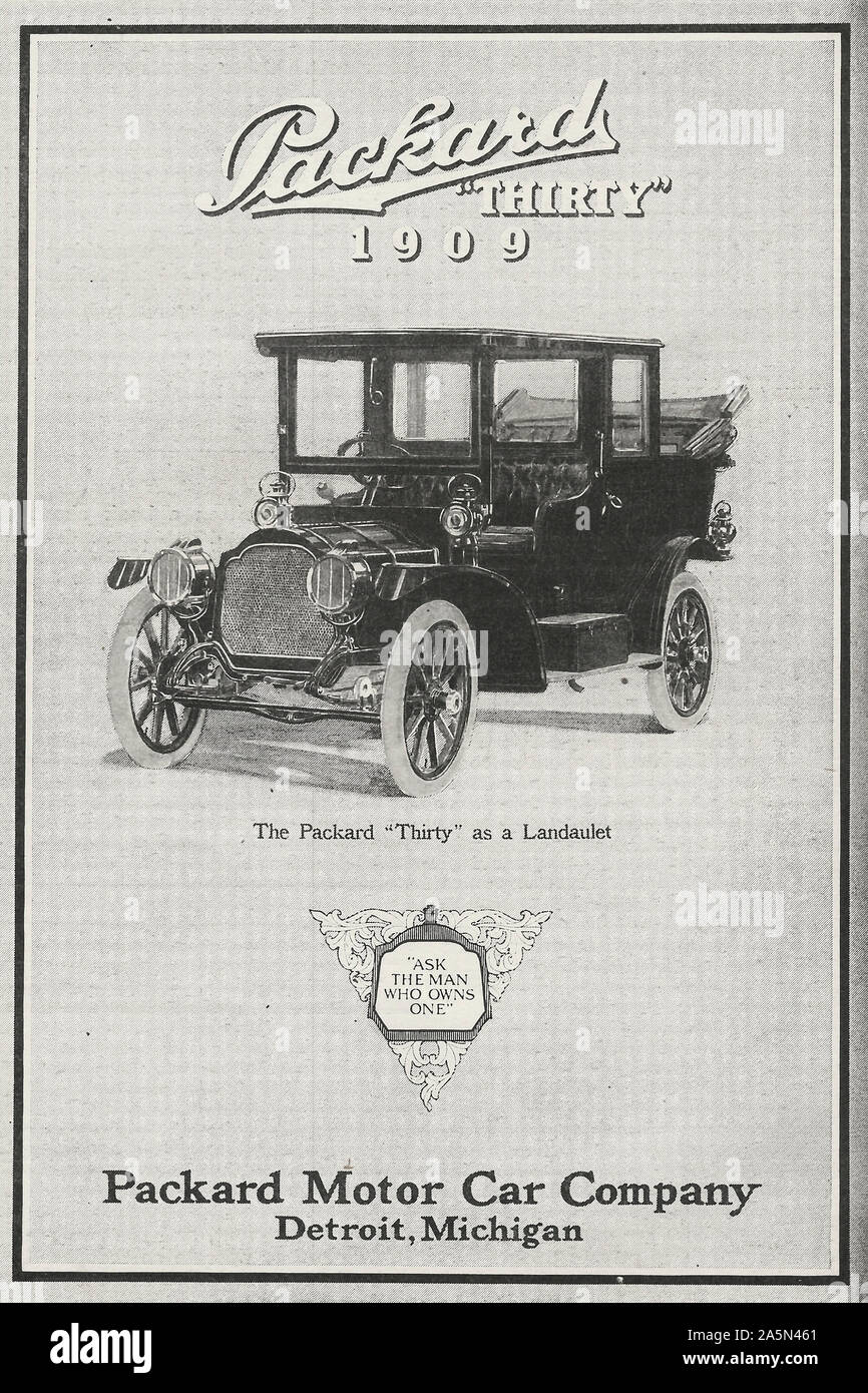 Werbung für Packard' 30" im Jahr 1909 Stockfoto