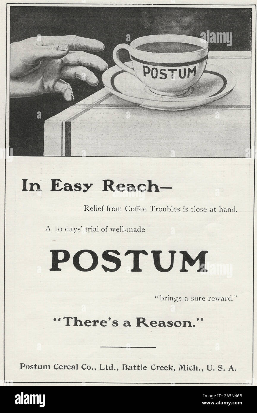 Werbung für Postum - In Reichweite - 1906 Stockfoto
