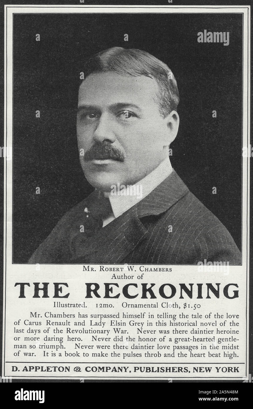 Werbung für das Buch "Die Abrechnung von Herrn Robert W Kammern, 1906 Stockfoto