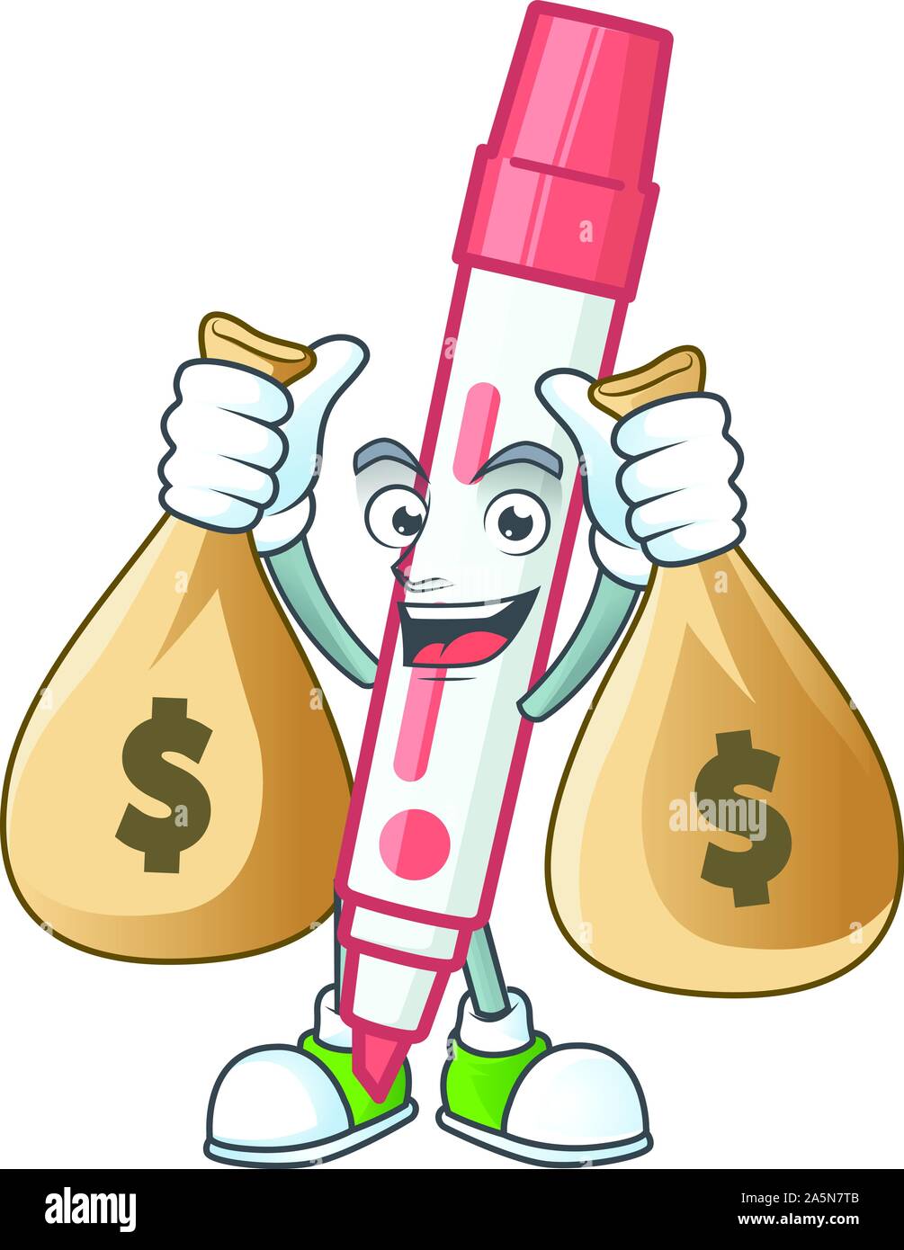 Mit Geld beutel red white board Marker im Cartoon Stock Vektor