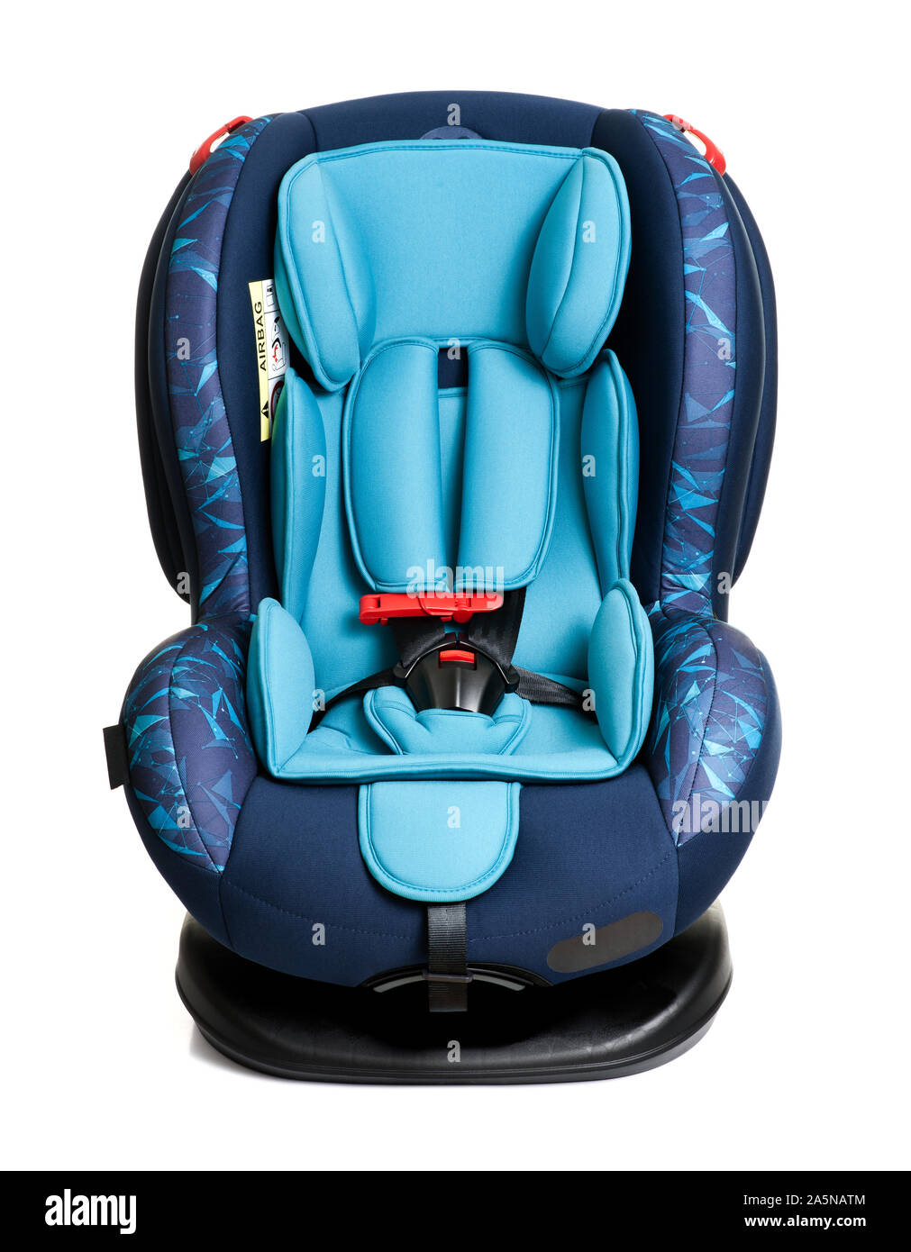 Blau Kindersitz auf weißem Hintergrund, Sitz, die speziell für Kinder von schweren oder tödlichen Verletzungen bei Kollisionen zu schützen. Stockfoto