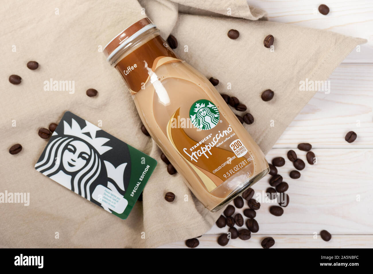 BANGKOK, THAILAND - 03. MÄRZ 2017: Flasche Starbucks Frappuccino trinken Kaffee 9,5 Unze. Stockfoto