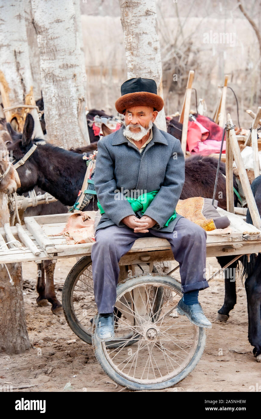 Leben und Wirken der uigurischen Völker in den Markt in Turpan, Seidenstraße, OBOR, Xinjiang, China. Stockfoto