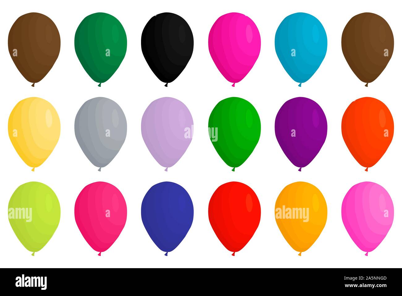 Abbildung auf Thema große farbige verschiedenen aufblasbaren Ballons, Ballons verschiedener Größe gesetzt. Ballon aus Sammlung Zubehör bal Stock Vektor
