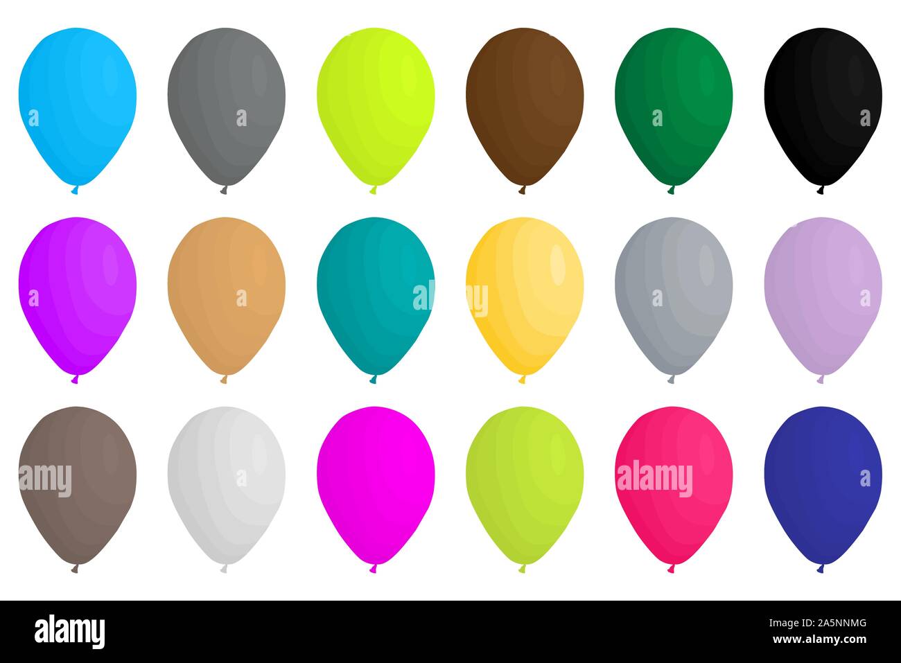 Abbildung auf Thema große farbige verschiedenen aufblasbaren Ballons, Ballons verschiedener Größe gesetzt. Ballon aus Sammlung Zubehör bal Stock Vektor