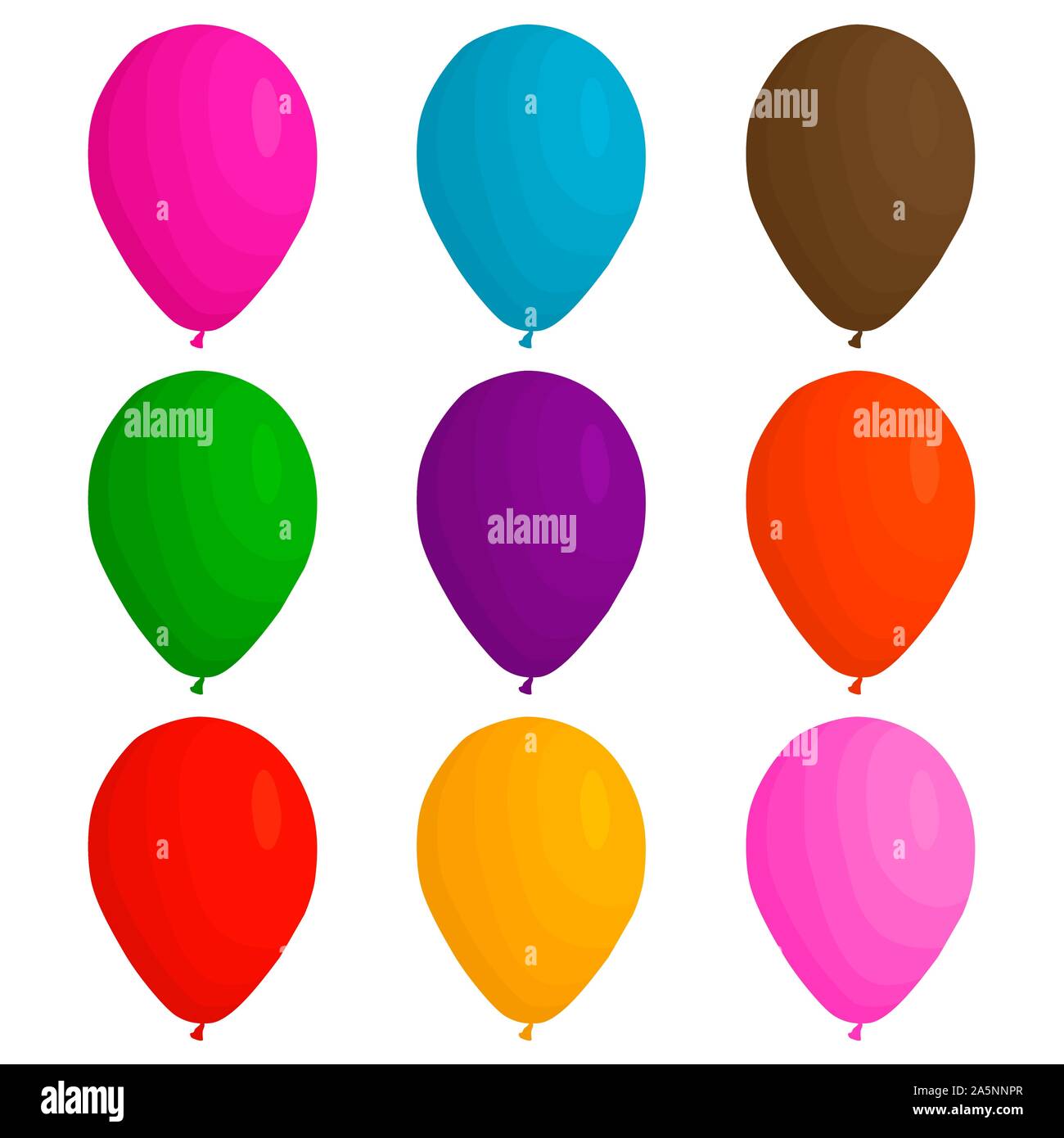 Abbildung auf Thema große farbige verschiedenen aufblasbaren Ballons, Ballons verschiedener Größe gesetzt. Ballon aus Sammlung Zubehör bal Stock Vektor