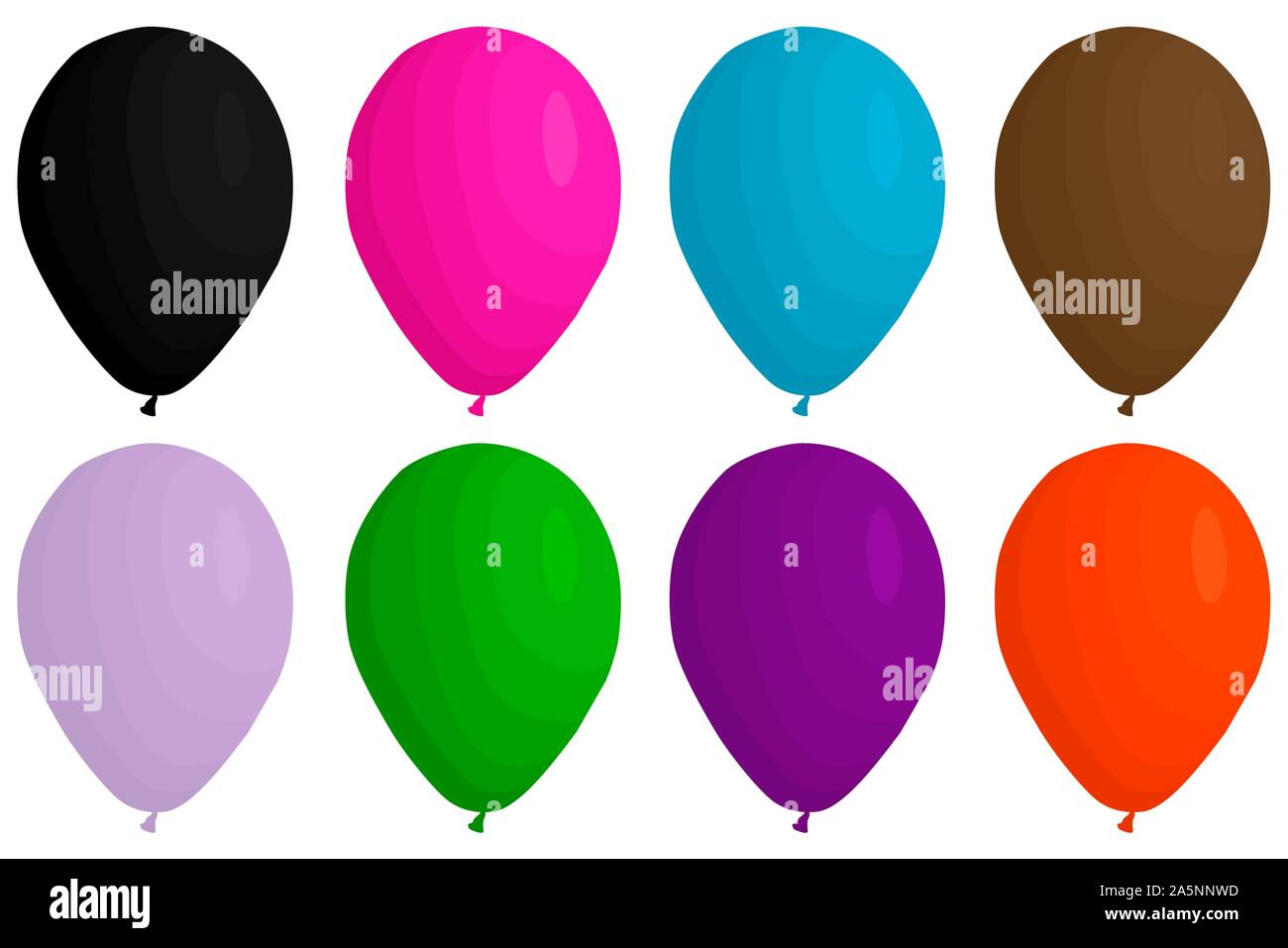 Abbildung auf Thema große farbige verschiedenen aufblasbaren Ballons, Ballons verschiedener Größe gesetzt. Ballon aus Sammlung Zubehör bal Stock Vektor