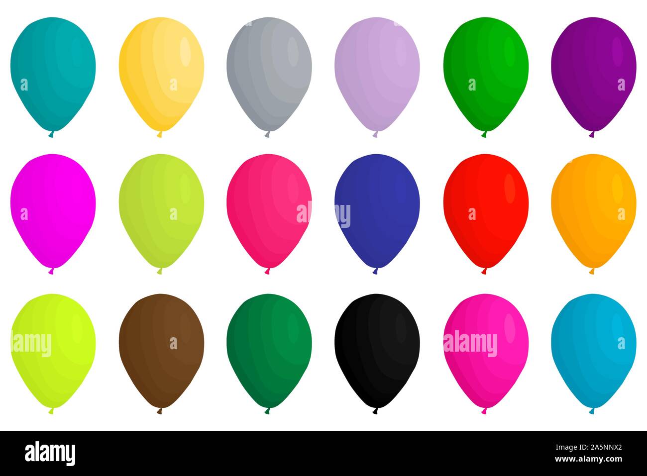 Abbildung auf Thema große farbige verschiedenen aufblasbaren Ballons, Ballons verschiedener Größe gesetzt. Ballon aus Sammlung Zubehör bal Stock Vektor