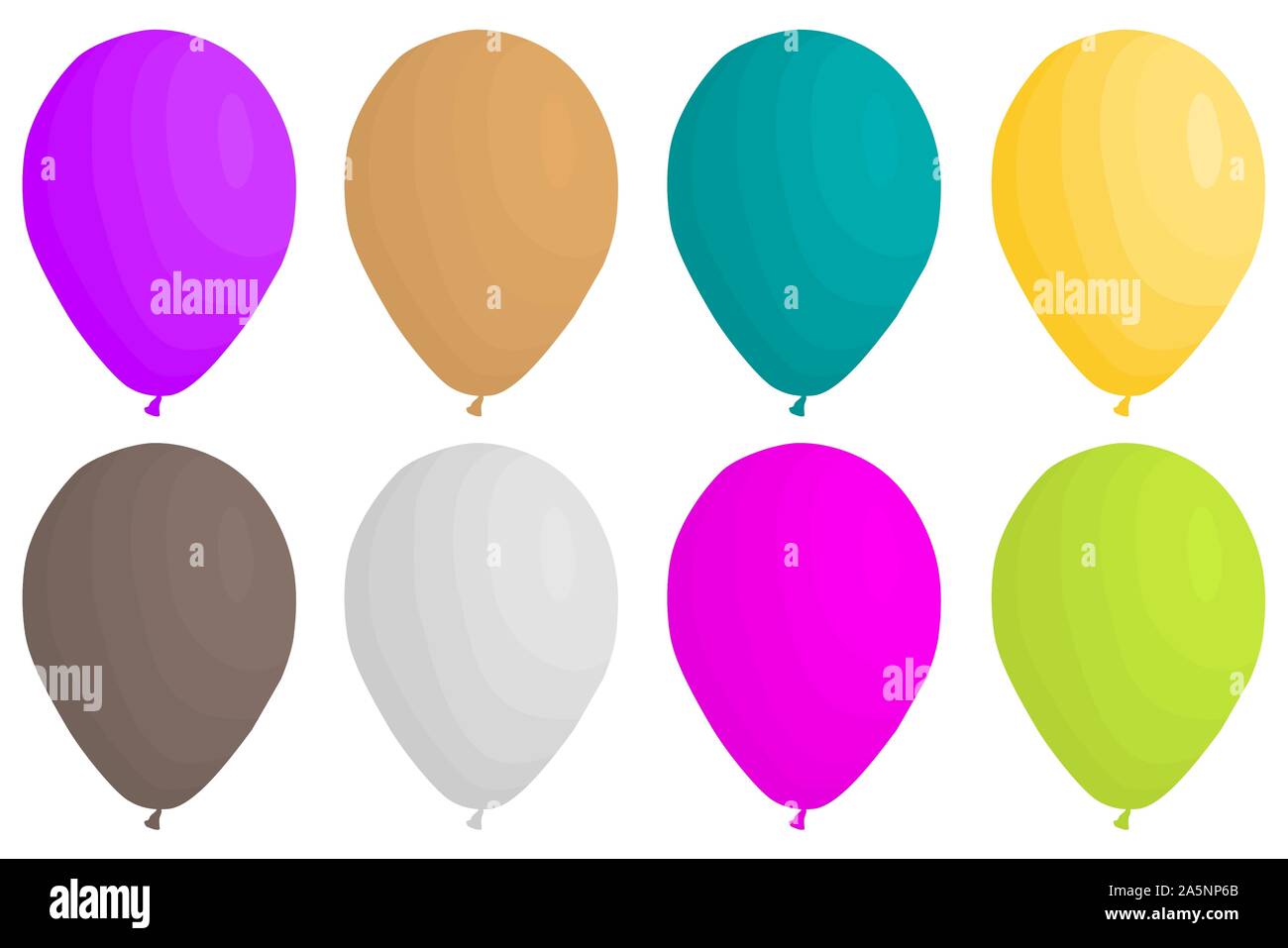 Abbildung auf Thema große farbige verschiedenen aufblasbaren Ballons, Ballons verschiedener Größe gesetzt. Ballon aus Sammlung Zubehör bal Stock Vektor