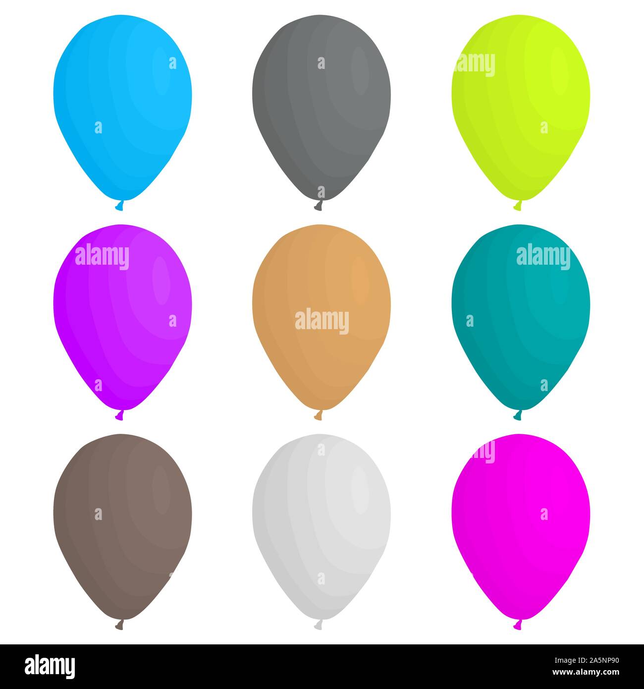 Abbildung auf Thema große farbige verschiedenen aufblasbaren Ballons, Ballons verschiedener Größe gesetzt. Ballon aus Sammlung Zubehör bal Stock Vektor