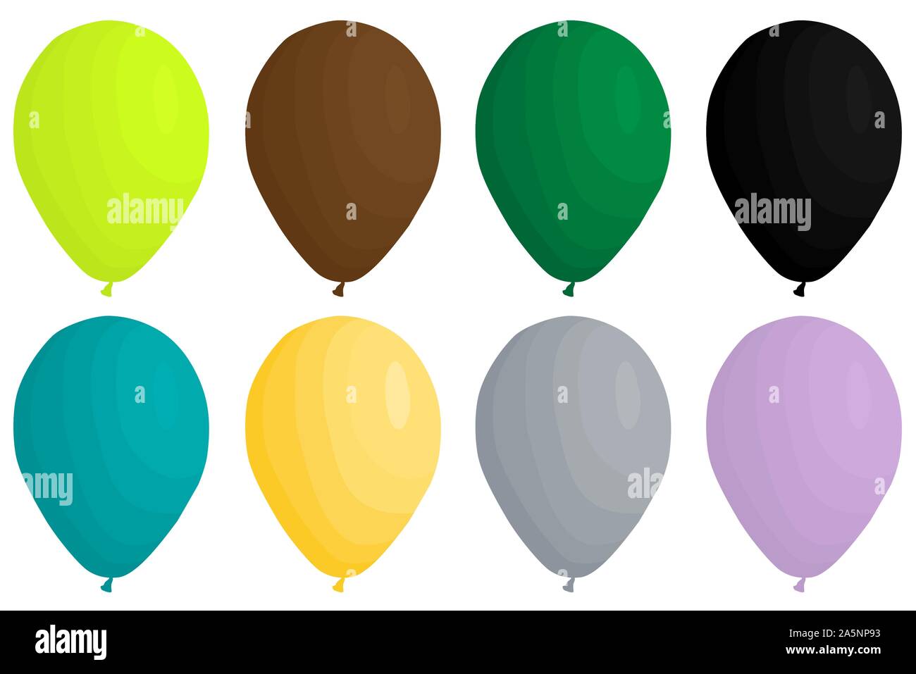Abbildung auf Thema große farbige verschiedenen aufblasbaren Ballons, Ballons verschiedener Größe gesetzt. Ballon aus Sammlung Zubehör bal Stock Vektor