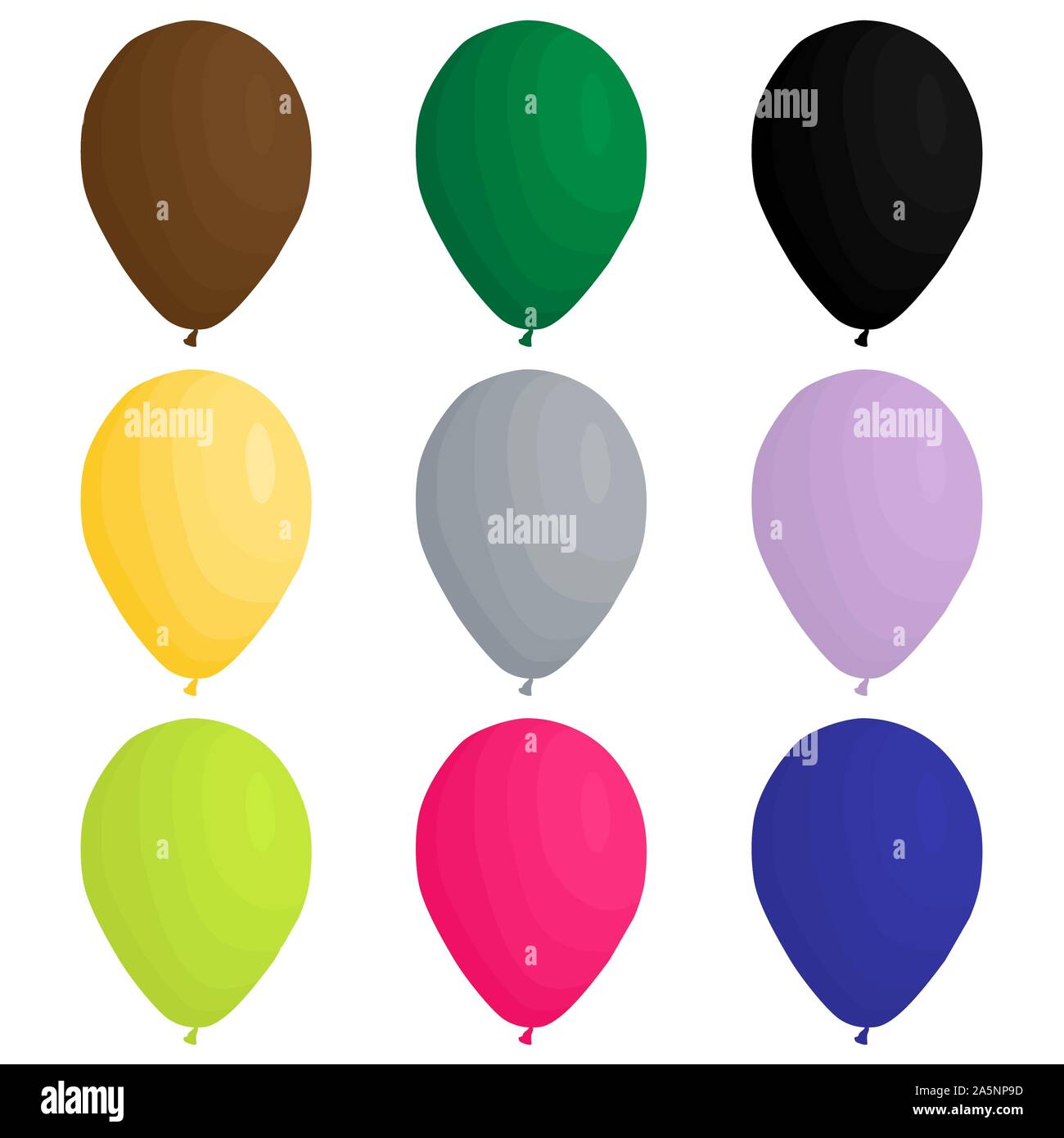 Abbildung auf Thema große farbige verschiedenen aufblasbaren Ballons, Ballons verschiedener Größe gesetzt. Ballon aus Sammlung Zubehör bal Stock Vektor