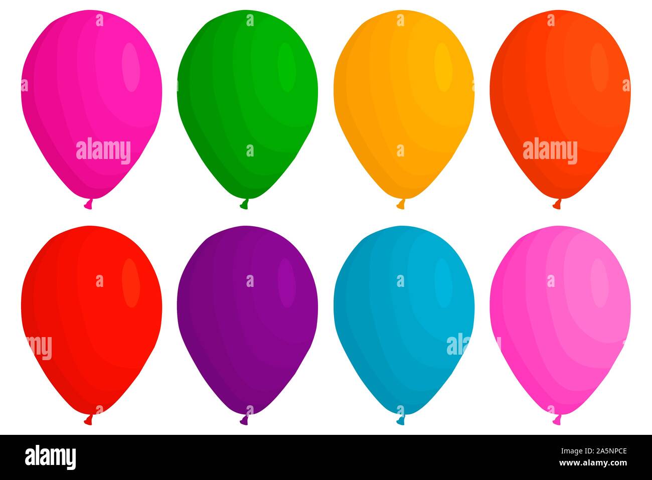 Abbildung auf Thema große farbige verschiedenen aufblasbaren Ballons, Ballons verschiedener Größe gesetzt. Ballon aus Sammlung Zubehör bal Stock Vektor