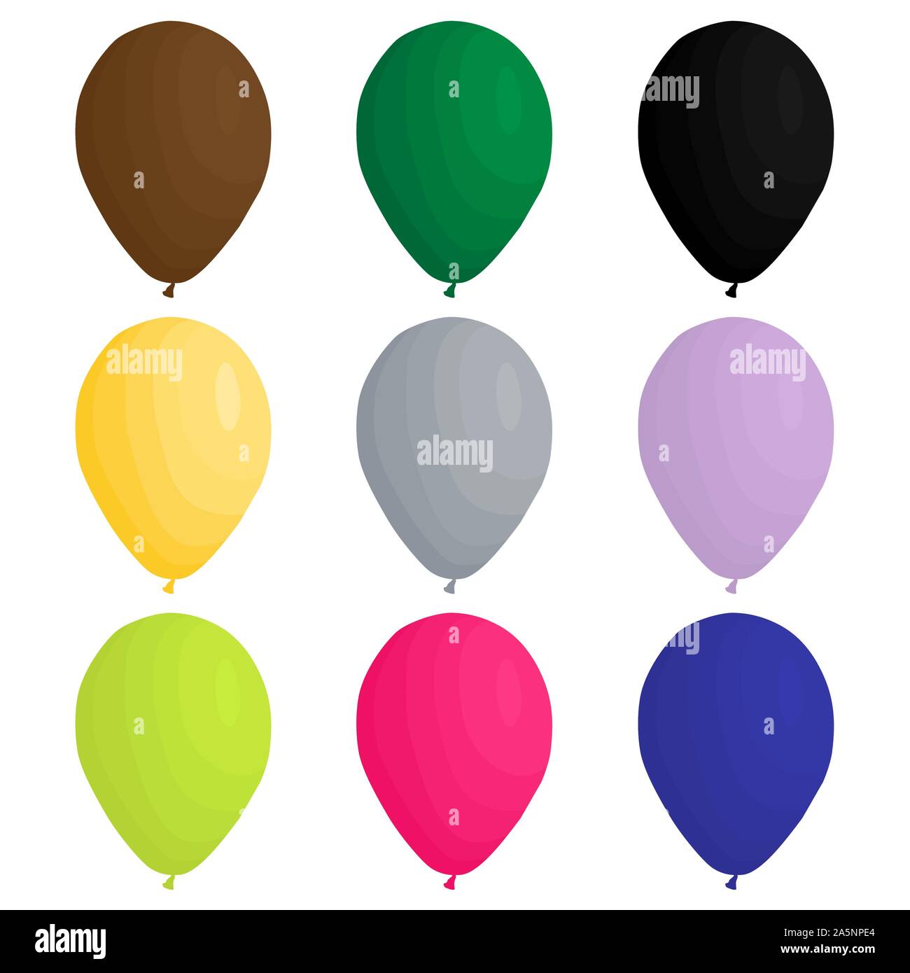 Abbildung auf Thema große farbige verschiedenen aufblasbaren Ballons, Ballons verschiedener Größe gesetzt. Ballon aus Sammlung Zubehör bal Stock Vektor