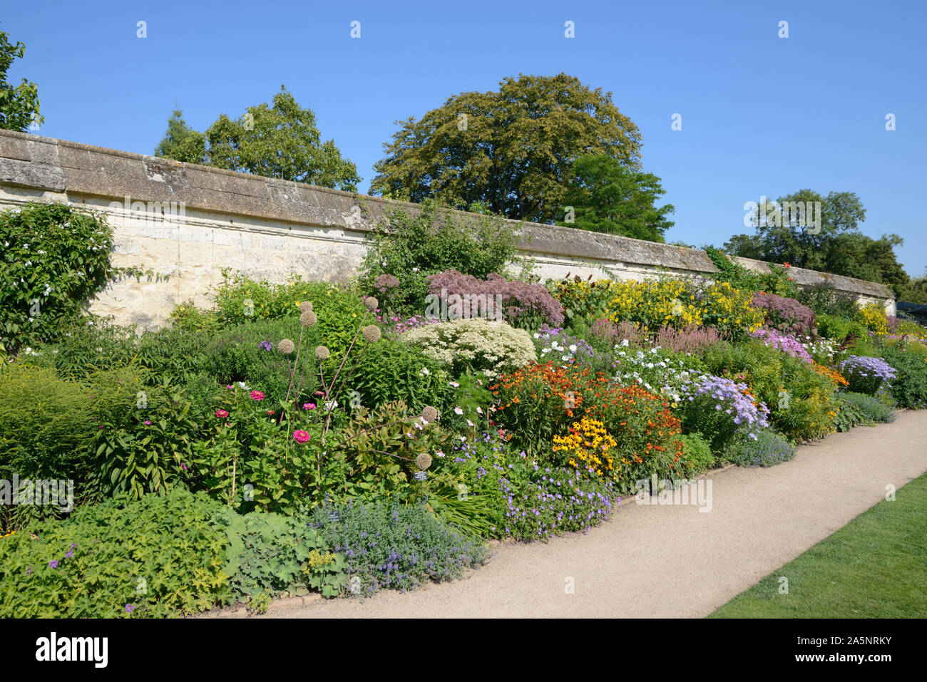 Staudenbeet & Garten der Universität Oxford Botanic Garden oder den Botanischen Garten Oxford England Stockfoto