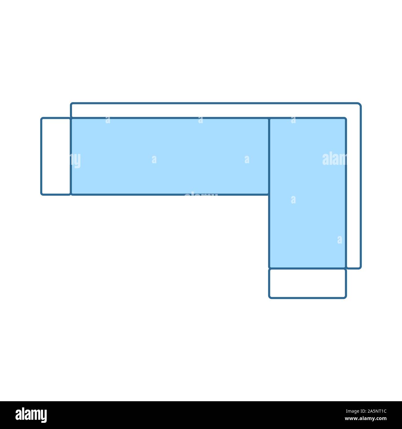 Ecksofa Symbol. Dünne Linie mit blauer Füllung Design. Vector Illustration. Stock Vektor