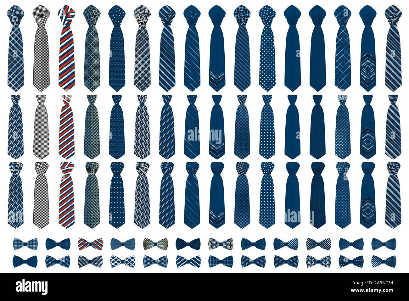 Abbildung auf Thema große farbige Set Krawatten, Querbinder verschiedener Größe. Krawatte aus Sammlung Kleidungsstücke Bow Tie für werden. Stock Vektor