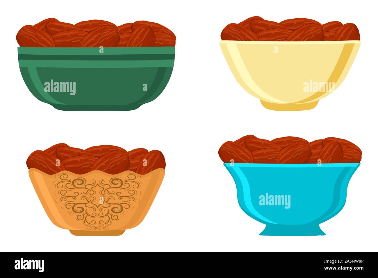 Abbildung auf Thema große farbige unterschiedliche Typen von Datum Obst für gesundes Leben. Datum Obst Muster bestehend aus Sammlung Zubehör bei Gesunden Stock Vektor