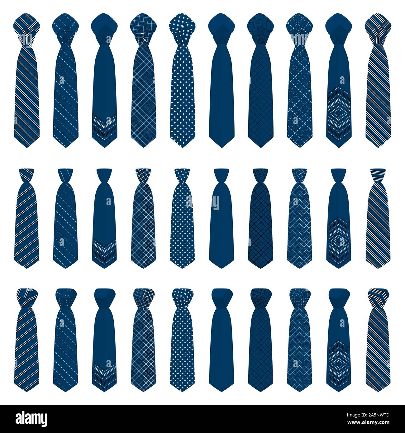 Abbildung auf Thema große Krawatten, Krawatten verschiedener Größe. Krawatte Muster bestehend aus Sammlung Kleidungsstücke Krawatte für celebrati Stock Vektor