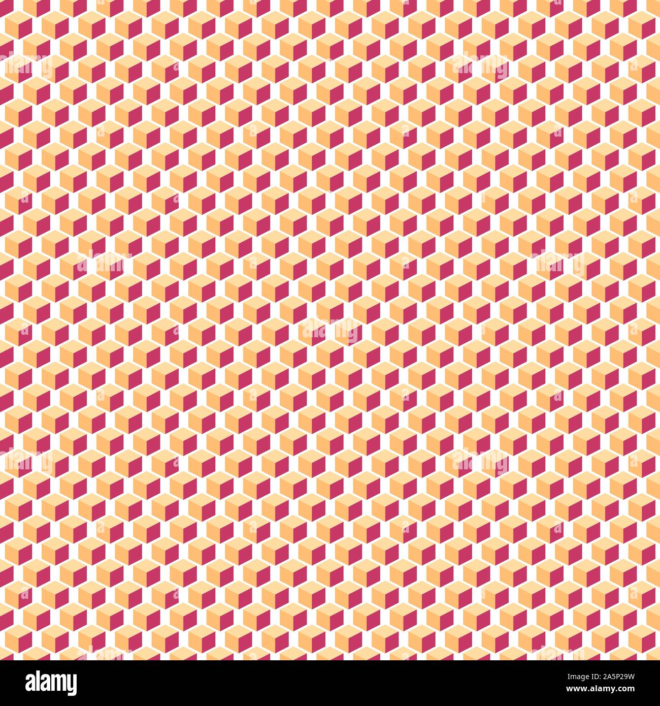 Geometrische 3D-nahtlose Muster orange Würfel Formen auf weißem Hintergrund. Vector Illustration Stock Vektor