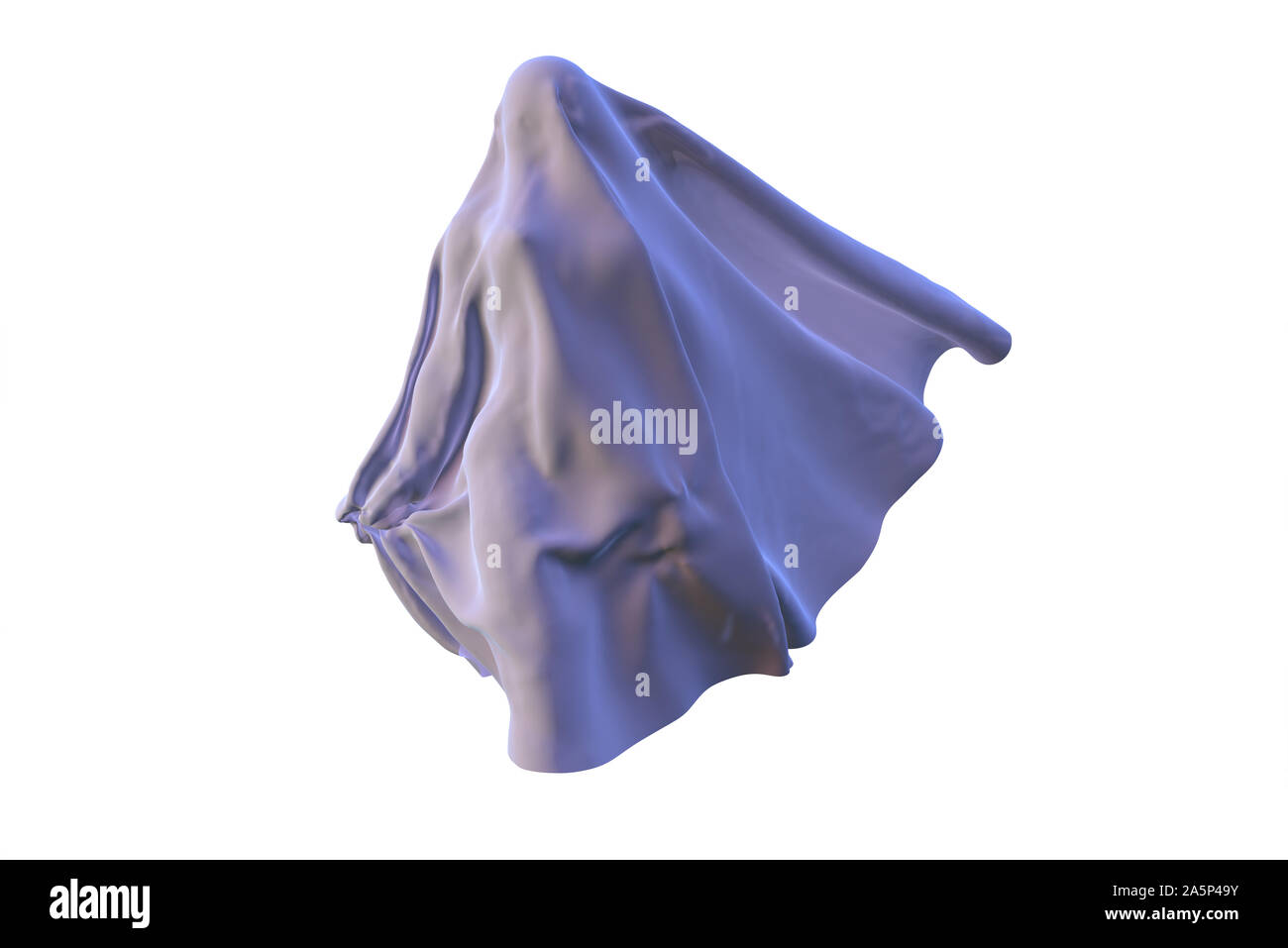 Flying White Ghost weibliche Figur mit einer Decke Blatt auf weißem Hintergrund abgedeckt. Halloween 3D-Darstellung Stockfoto