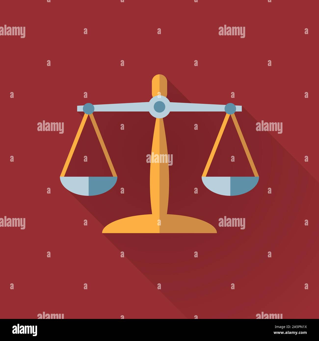 Waage der Gerechtigkeit flache Bauweise lange Schatten Symbol. Recht und Legal Business symbol Vektor Illustration. Stock Vektor