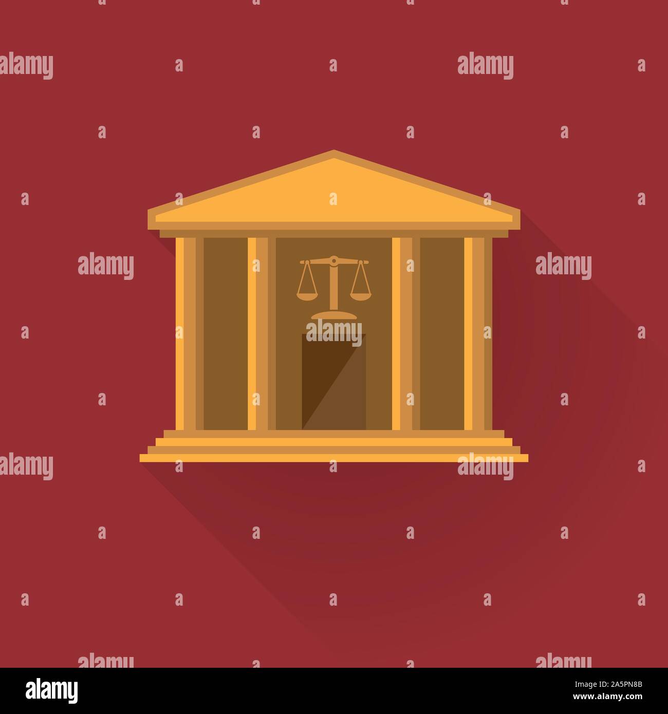 Gerichtsgebäude flache Bauweise lange Schatten Symbol. Recht und Legal Business symbol Vektor Illustration. Stock Vektor