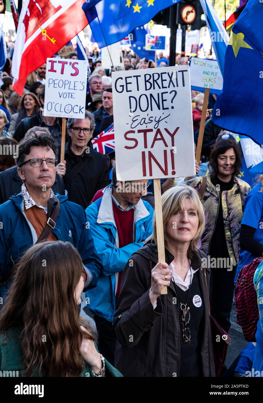 Völker Abstimmung März. Fast eine Million Menschen für ein neues Referendum und die letzte Instanz, die über Brexit vom 19. Oktober 2019 London protestieren Stockfoto