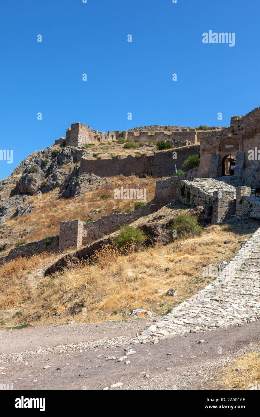 Acrocorinth oder Korinth Schloss, Korinth, Griechenland Stockfoto