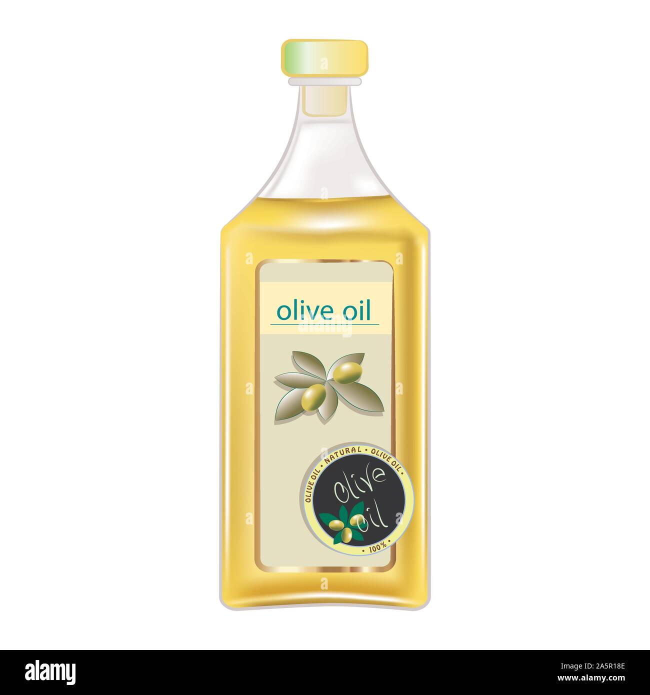 Flasche mit Oliven Öl isoliert Vector Illustration. Stock Vektor