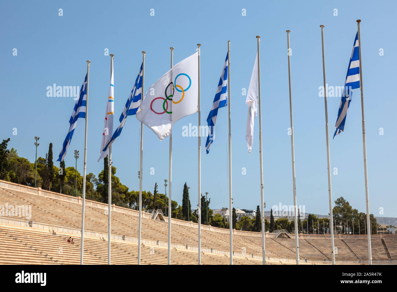 Panathenaic oder römischen Kallimarmaro Stadion der ersten Olympischen Spiele in Athen, Griechenland. Stockfoto