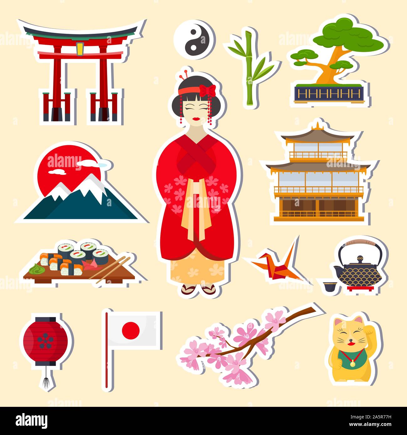 Traditionelle japanische Symbole Stock Vektor