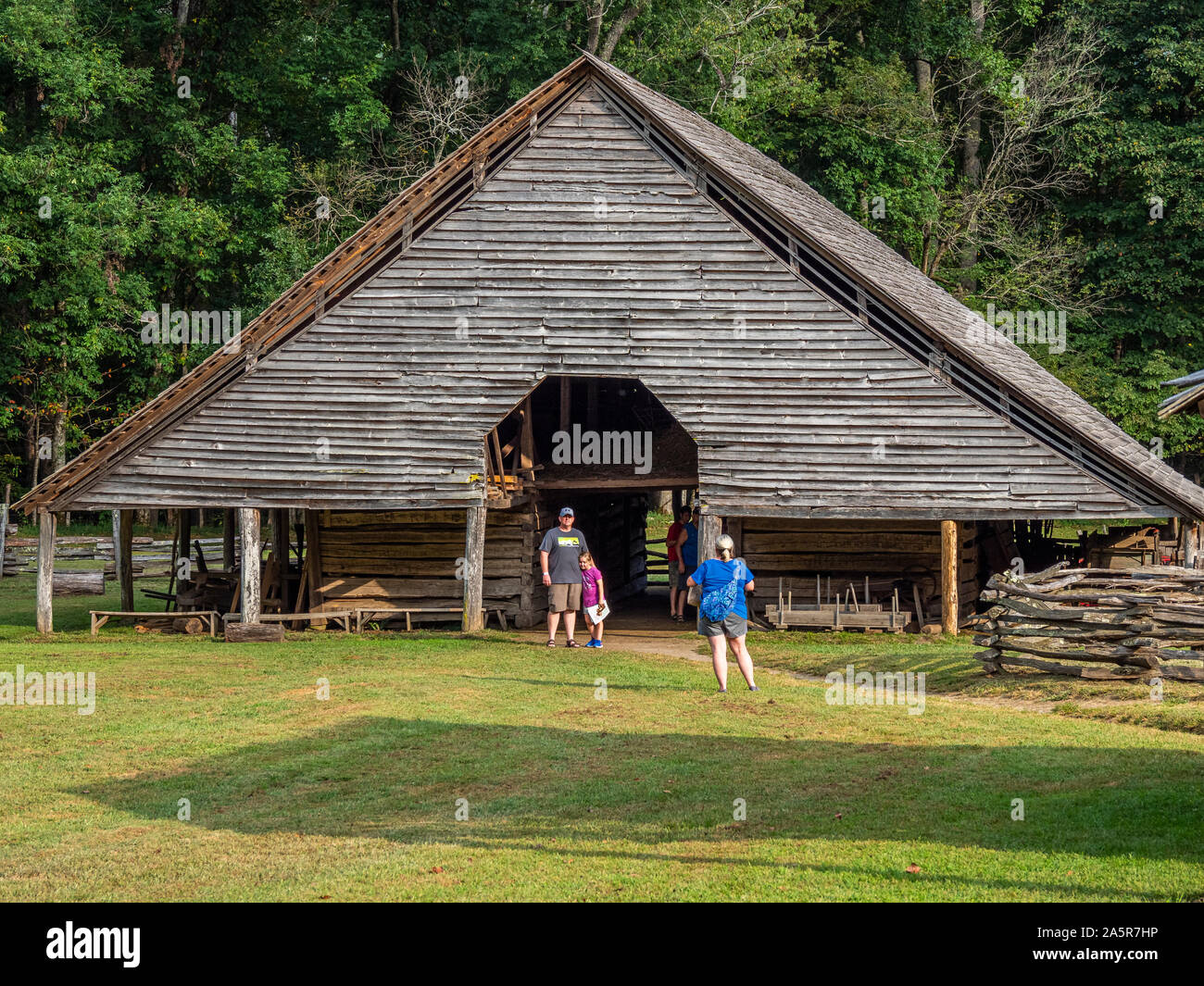 Mountain Farm Museum am Oconaluftee Besucherzentrum in der Great Smoky Mountains National Park in Cherokee North Carolina Stockfoto