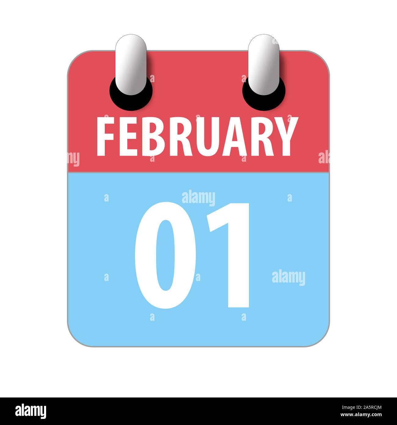 Februar 1st. 1. Tag des Monats, Einfacher Kalender Symbol auf weißem Hintergrund. Planung. Zeit-management. Der Kalender Symbole für Web Design. Winter Monat, Stockfoto