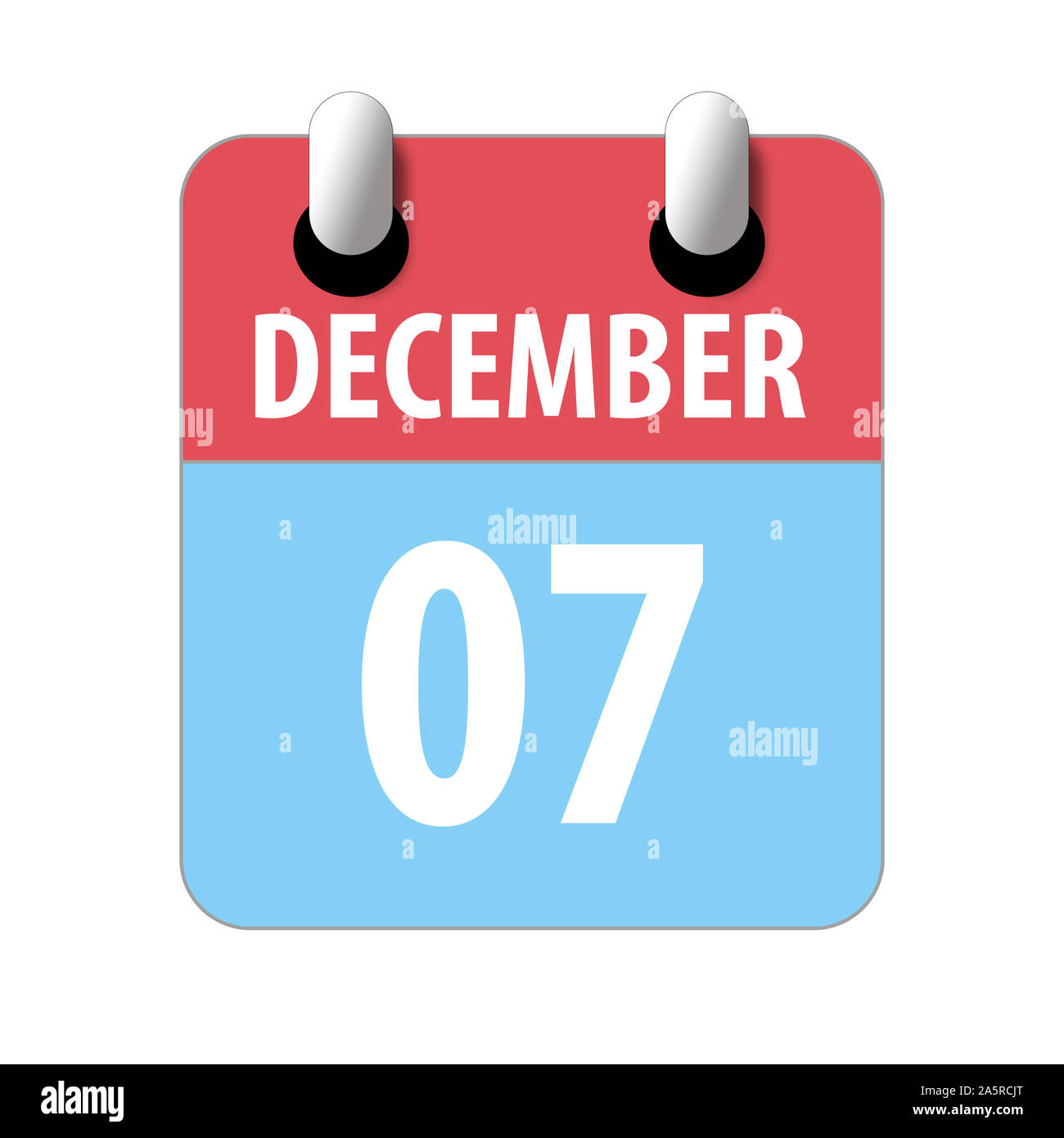 Am 7. Dezember. 7. Tag des Monats, Einfacher Kalender Symbol auf weißem Hintergrund. Planung. Zeit-management. Der Kalender Symbole für Web Design. Winter Monat, Stockfoto