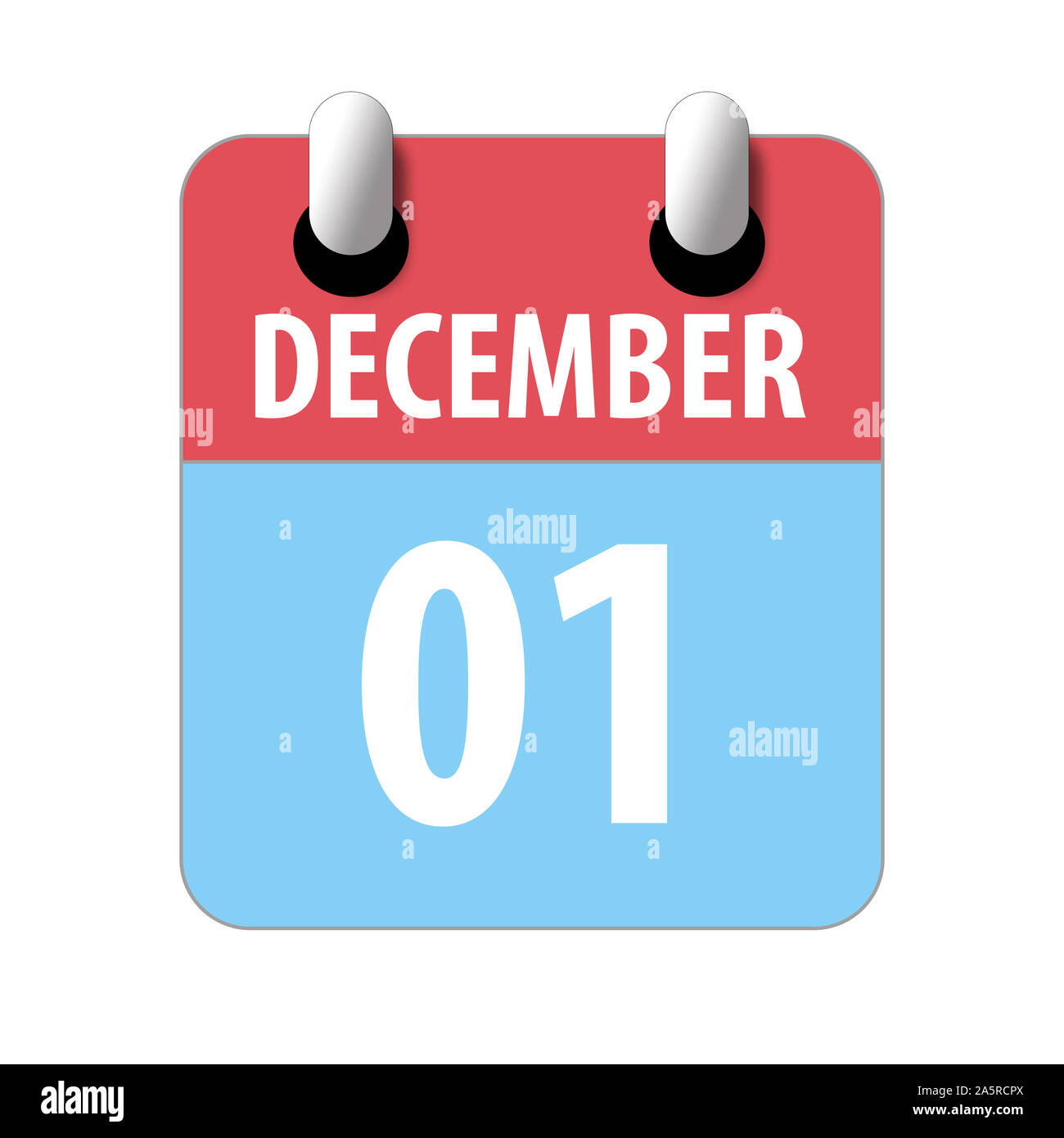 1. Dezember. 1. Tag des Monats, Einfacher Kalender Symbol auf weißem Hintergrund. Planung. Zeit-management. Der Kalender Symbole für Web Design. Winter Monat, Stockfoto