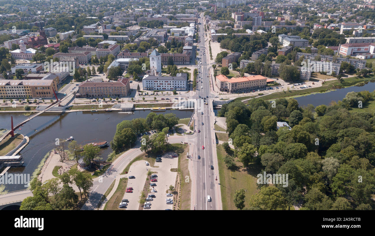 Luftaufnahme der Stadt Jelgava Lettland Zemgale drone Ansicht von oben Stockfoto