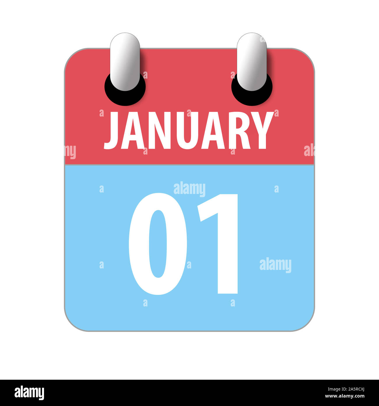 1. Januar. 1. Tag des Monats, Einfacher Kalender Symbol auf weißem Hintergrund. Planung. Zeit-management. Der Kalender Symbole für Web Design. Winter Monat, Stockfoto